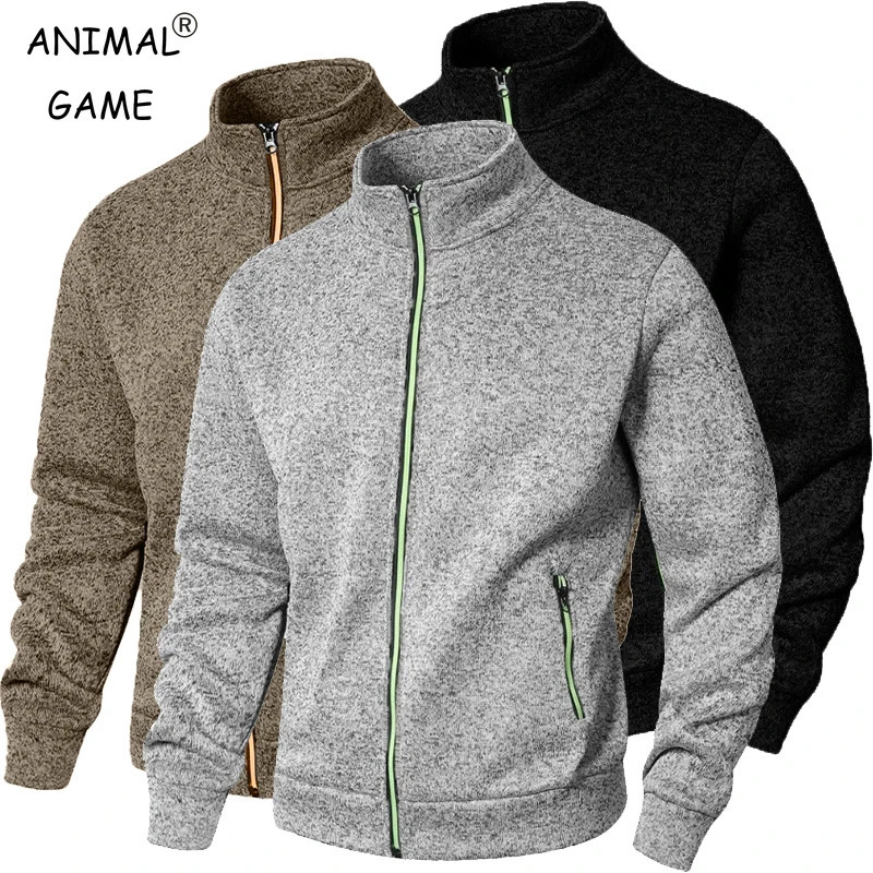 Mens Stand Collar sweatshirts casual zipper Cardigan Jacket outdoor Long Sleeve Solid Color Pullover Lightweight Streetwear 250729
