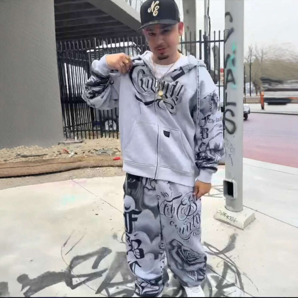 American Style Loose Sweatshirt Hoodie Sweatpants Y2K Men's Trendy Brand Hip Hop Street Casual Set