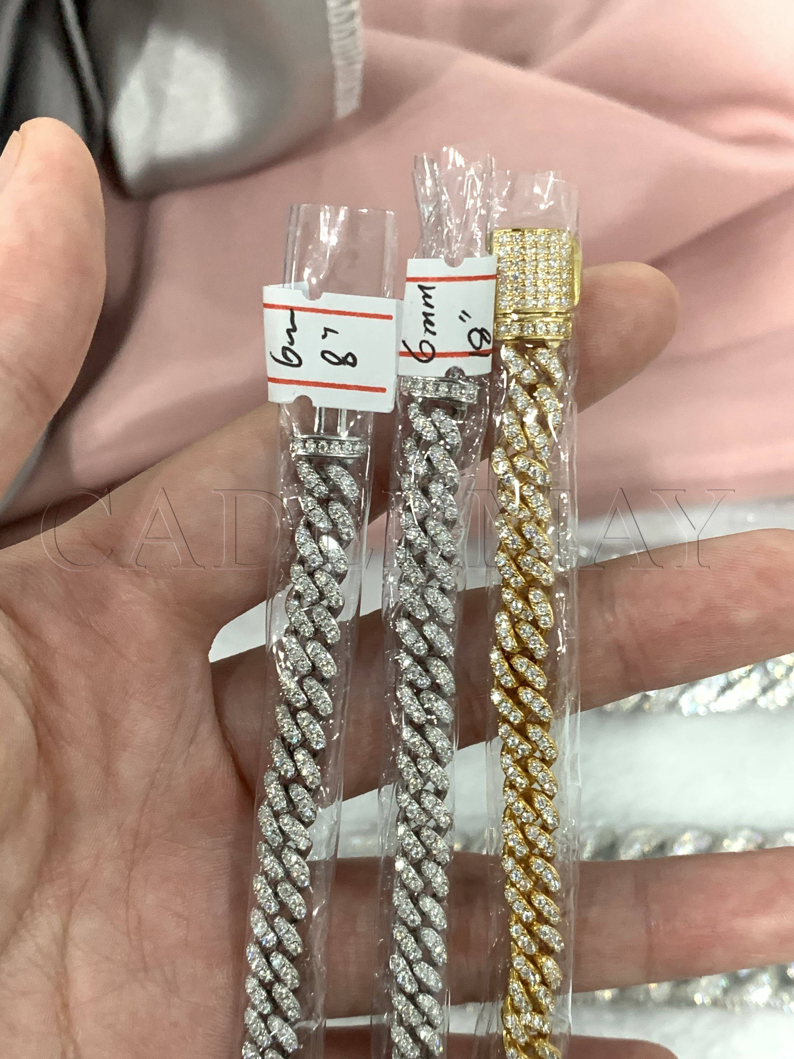 Cadermay Moissanite Cuban Chain 6mm D VVS Moissanite Miami Cuban Chain Hip Hop Jewelry Men Women Gift Cuban Link Chain