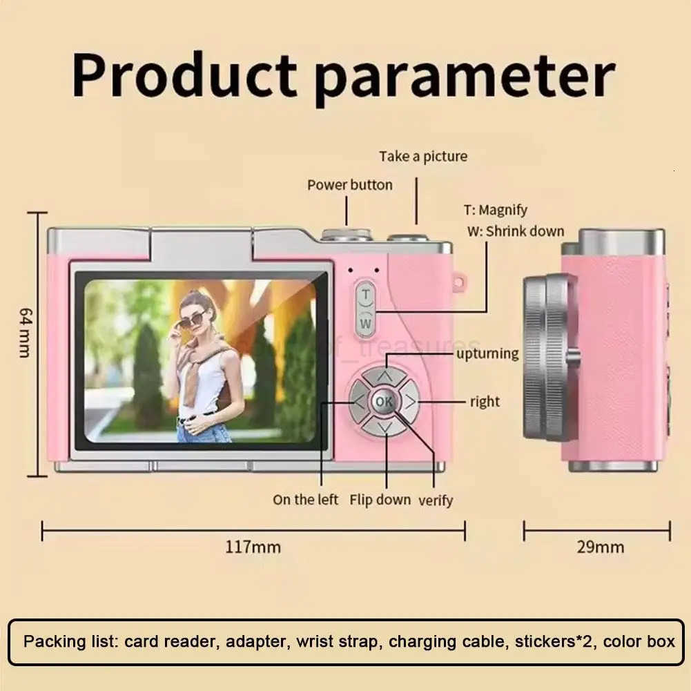 4K Digital Camera 48MP CCD 180 8X Zoom Portable Flip Screen Selfie with 32G Card Clear Shots for Daily Travel Use Easy M250731