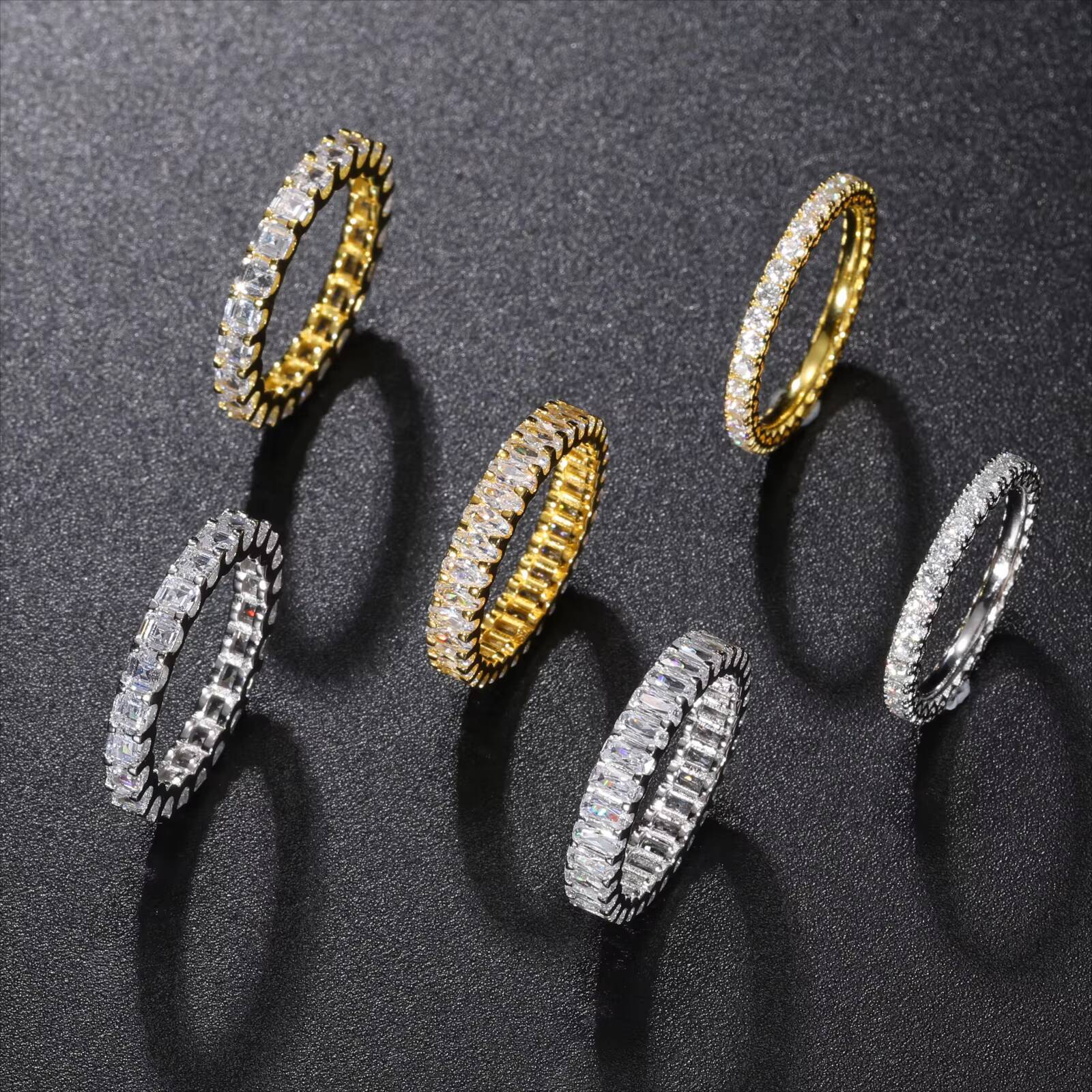 Wholesale Price Wedding Jewelry 925 Sterling Silver VVS Moissanite Diamond Engagement Eternity Band Ring for Men Women