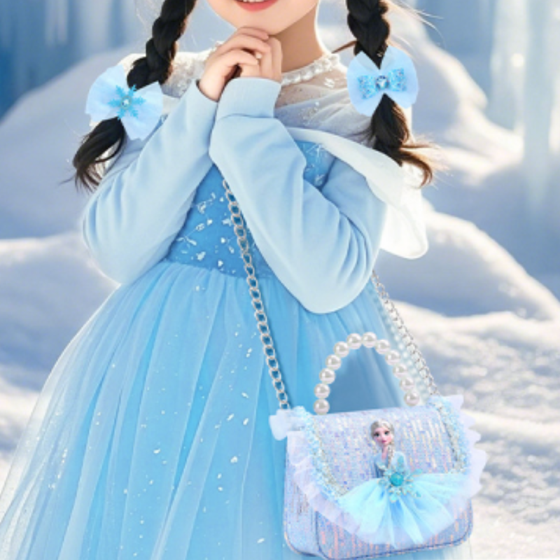 Disney children's handbag little girl birthday gift box princess mini bag hairband hairpin hair ribbon cartoon handbag girls pearl handbag prince