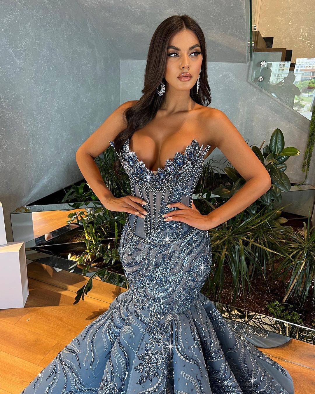 Exquisite Crystal Sequins Beaded Mermaid Evening Dress Sweetheart Neck Strapless Special Occasion Dresses Customized