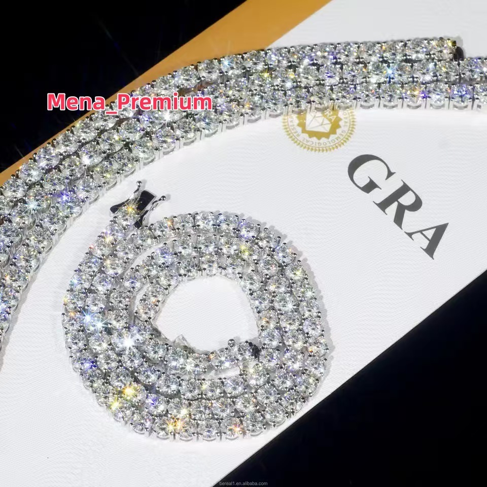 Necklace Bracelet 925 Silver Cuba Chain VVS Jewelry Men Ice Out Necklace Hip Hop Moissanite Diamond Tennis Chain