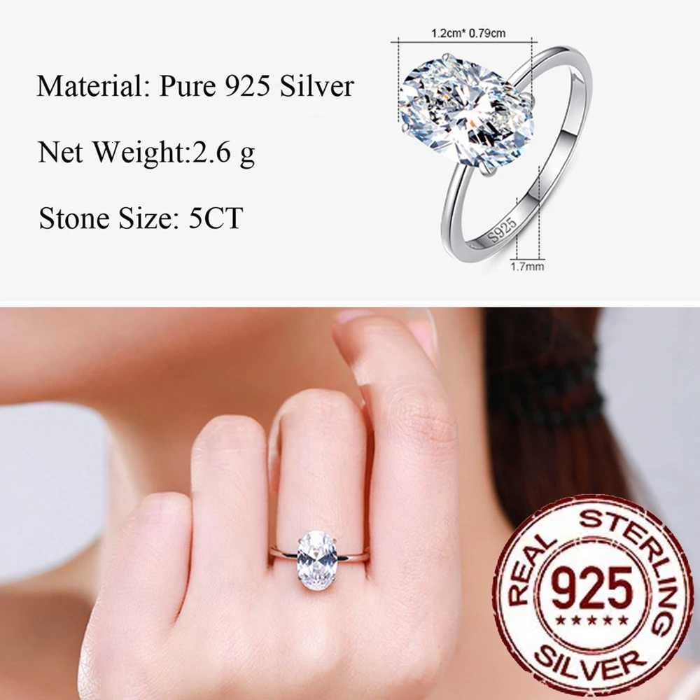 925 Sterling Silver 5CT Oval Cubic Zircon Ring for Women Sparkling Wedding Band Jewelry Valentines Gift SR006 y250730