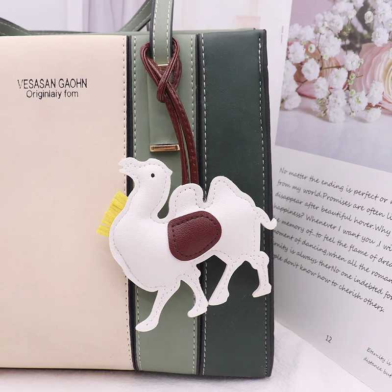 Women Leather Camel Charm Bag Pendant Keychain Cartoon Desert Camels Keyring Cute Animal Ornament Accessories Decoration Y250731
