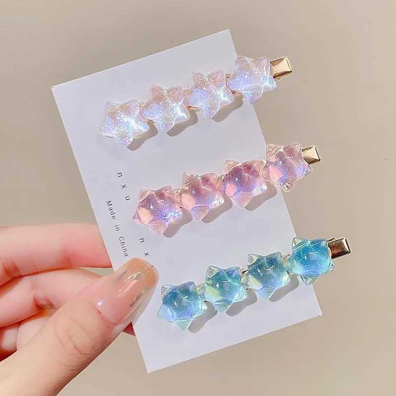 New Fashion Gradient Star Hairpin for Women Korean Cute Shiny Y2K Silver Metal Side Bangs Clip BB Clip Girls Hair Accessories R250730