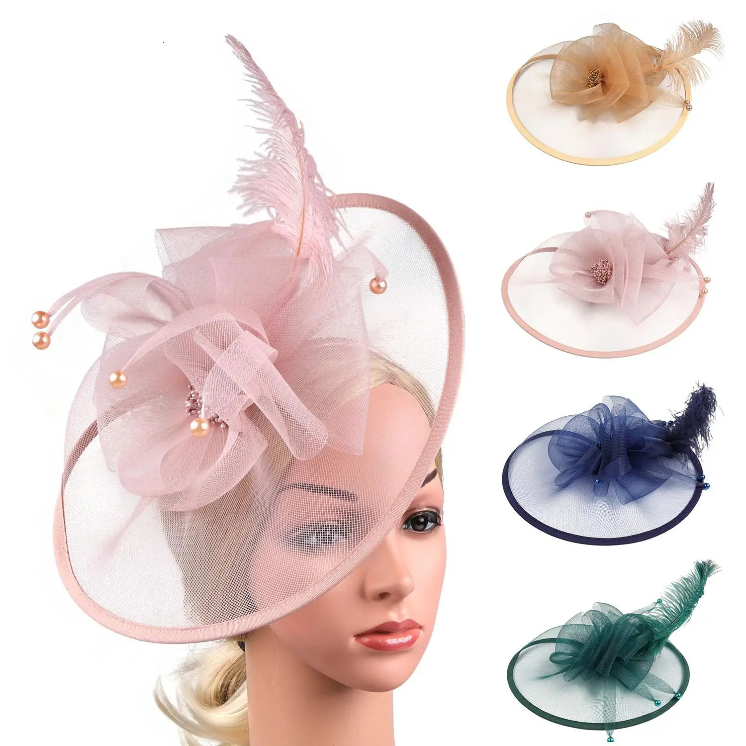 Chic Vintage Women Fascinator Hat Feather Mesh Yarn Feather Mesh Headband Elegant Bridal Headpiece for Women 250729