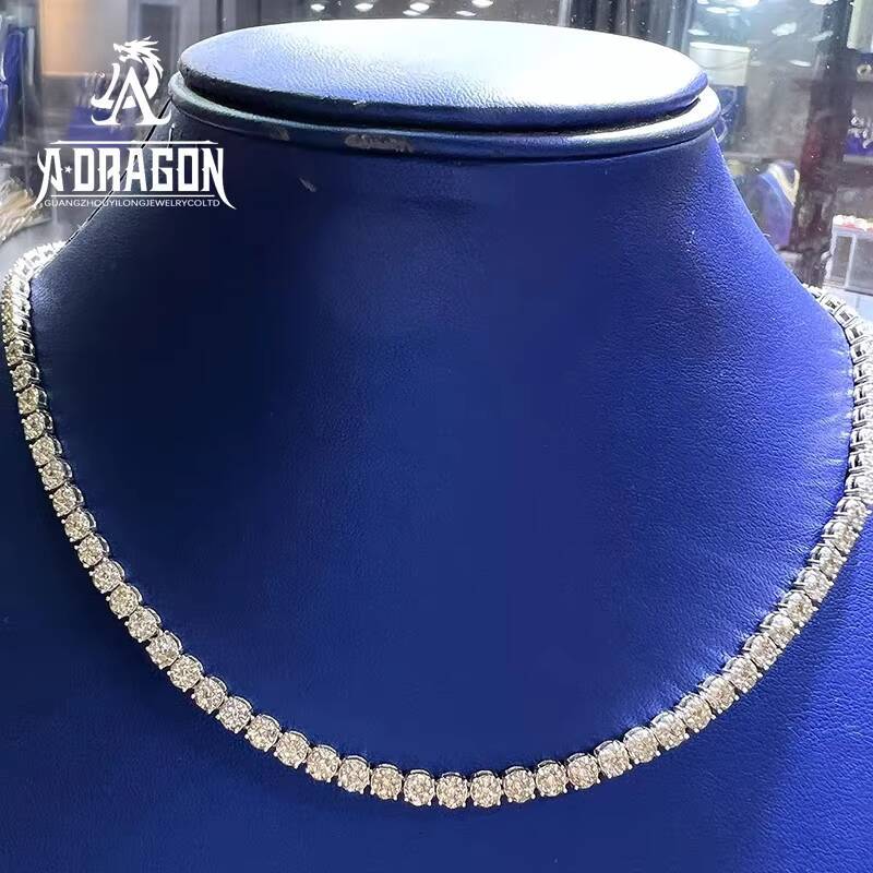 Direct Sales VVS Moissanite CZ 925 Silver Plated Heavy Beads Round Tennis Chain 3mm 4mm 5mm Necklace Bracelet Fine Jewelry