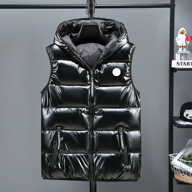 Men Vest Hooded Down Vest Gilet Vests Veste Winter Coat Sleeveless Vest Cotton Clothes Down Vest Letter Waistcoat Men Jacket Waistcoats Clothing Who