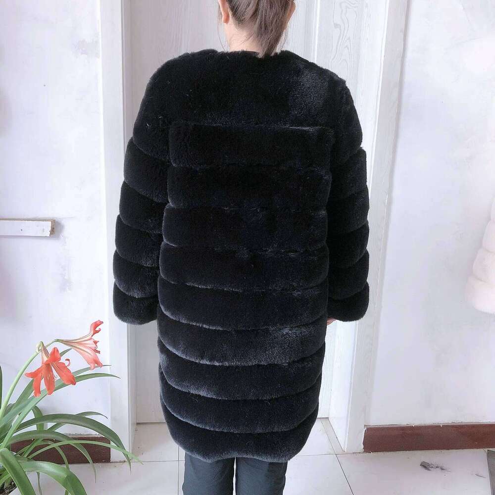 LHXDW LHXDW Women's winter faux fur coat Long faux fox fur coat High quality fluffy 90CM Long artificial fur jacket women