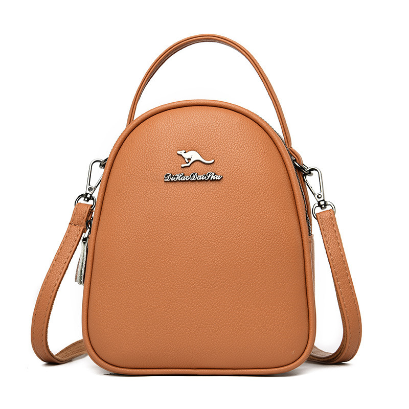 2025 Summer New Women's Bag Soft Leather Women's Small Round Bag Three layer Small Backpack Shoulder Bag Mini Crossbody Bag Fashion New Desi