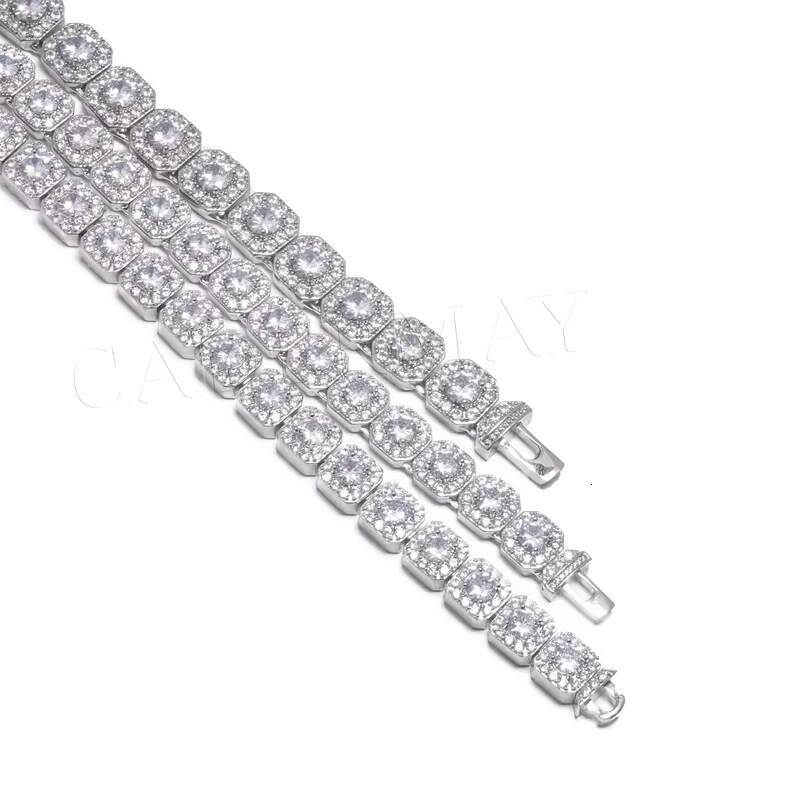 Moissanite 925 Sterling Silver 10mm 12mm Trendy Hip Hop Jewelry Iced Out Rock Candy Tennis Diamond Necklace Tennis Bracelet