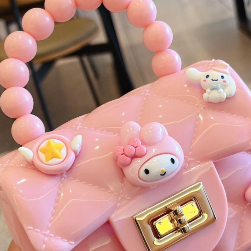 Mini cartoon jelly bag for girls small purse for children crossbody little girls mini pearl handbag for princess light and easy to carry Small handbag