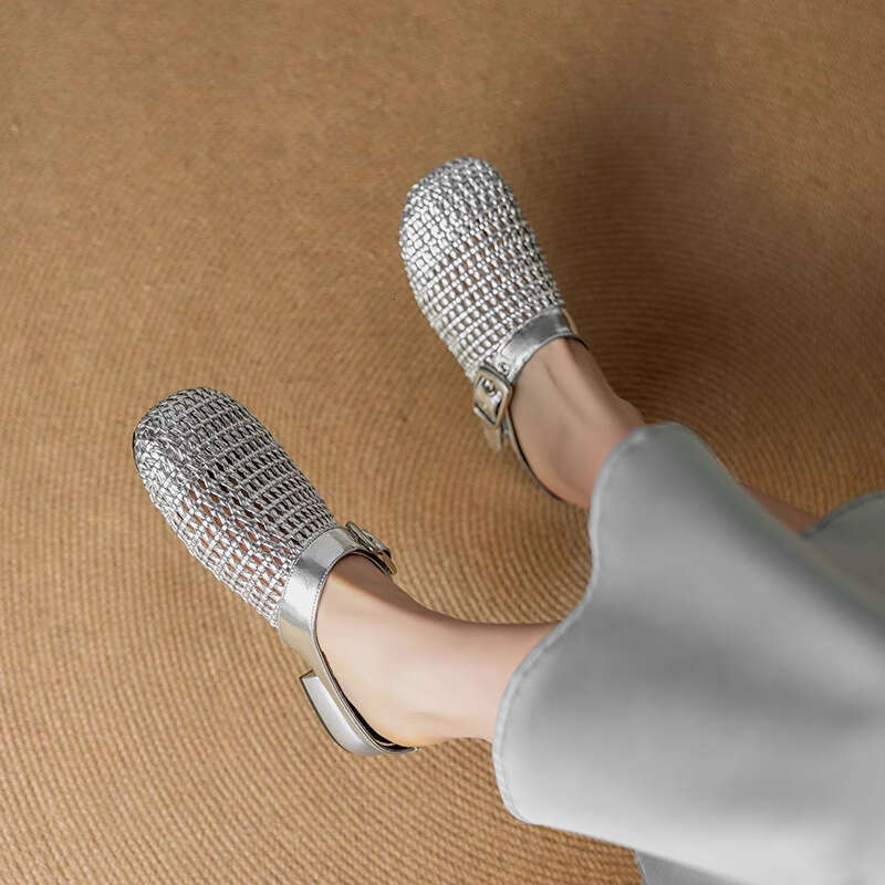 2.5cm High-End Genuine Leather Closed-Toe Mules 2025 New Spring Summer French Style Round-Toe Outdoor Flat Sandals for Women