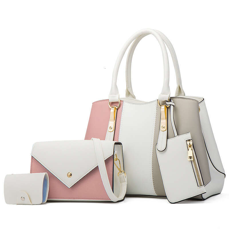 2025New Fashion Color-Block HandbagTote Shoulder Crossbody Bag Mother and Child Set Four-Piece Women's Bag Set