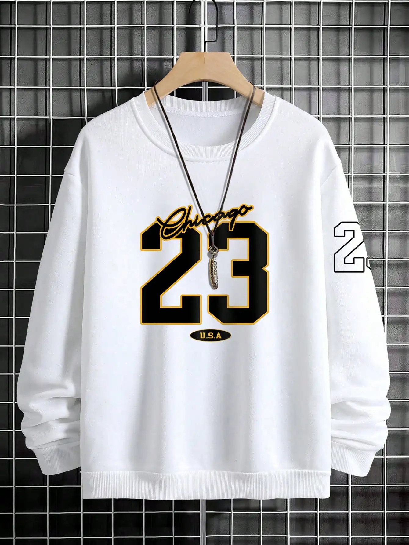 23 USA Art Letter n Men Clothes Street Style Fleece Sweatshirts Autumn Casual Hoodies Fashionable Crewneck Pullovers Hoody 250729