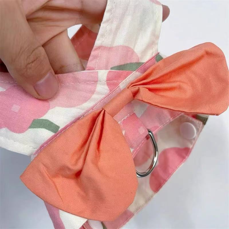 T858 Pet thin bow chest harness leash Teddy Bichon small dog cat summer outdoor clothes