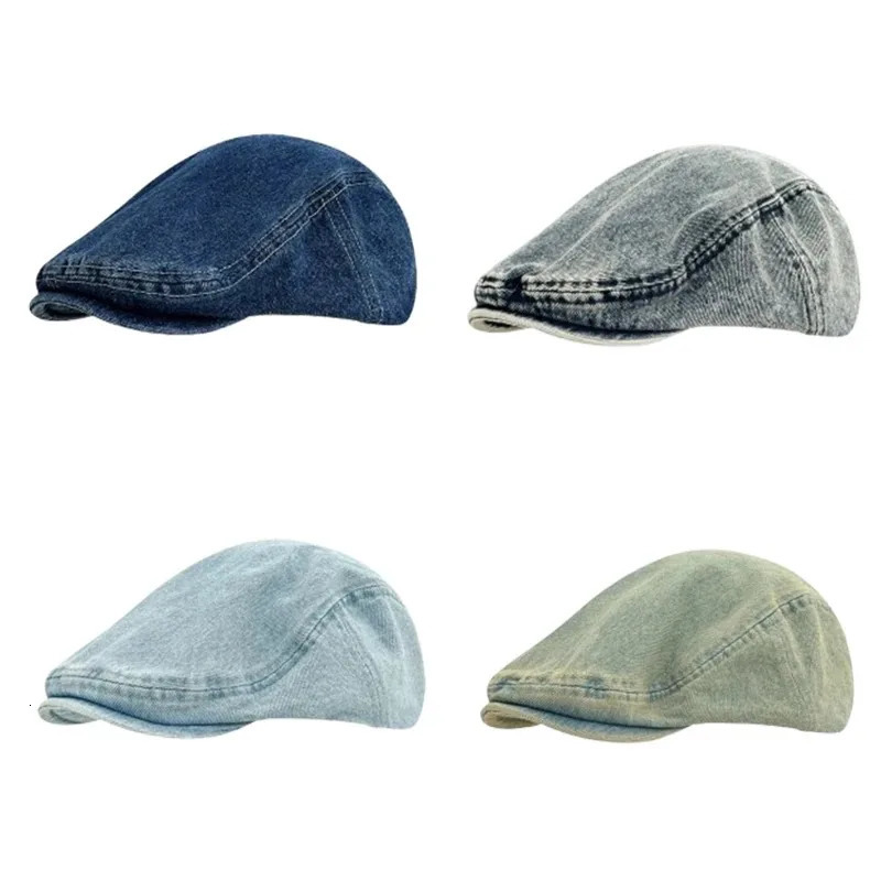 Vintage Denim Beret Hat for Women Fashion Retro Blue Cotton French Baker Boy Cap Ladies Slouchy Casual Chic 250730