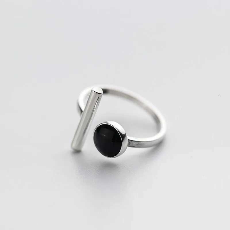 Fashion 925 Sterling Silver Black Round Open Rings For Women Luxury Designer Jewelry Gift Female y250730
