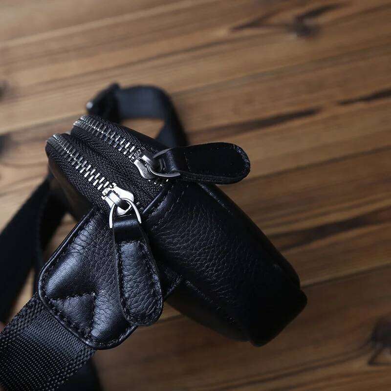 NZPJ Genuine Leather Men's Chest Natural Cowhide Crossbody Casual Shoulder Bag, Sports Multifunctional Phone Waist Bag
