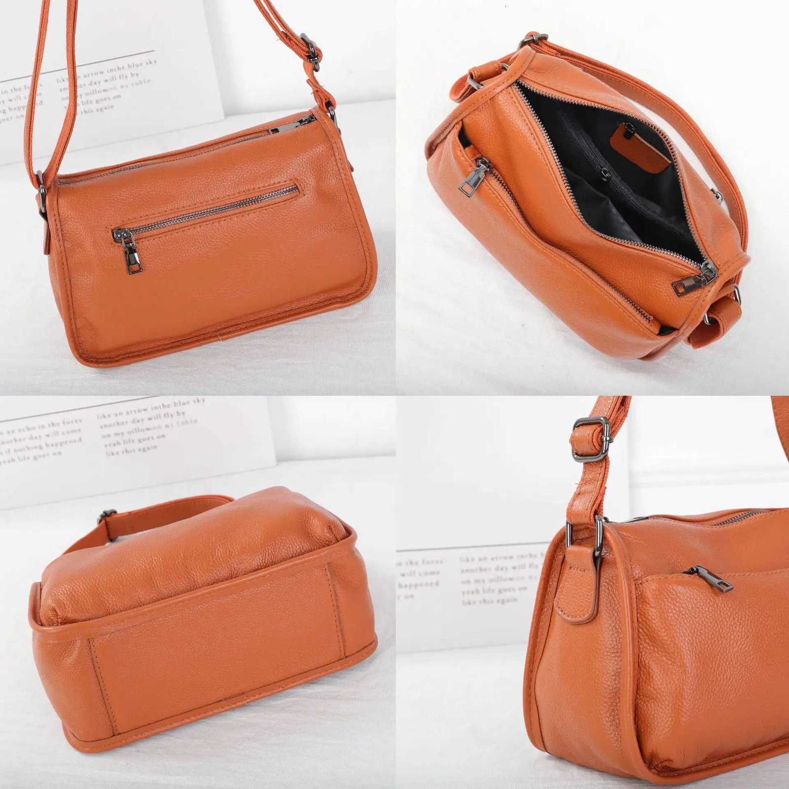 Womens Top-Grain Cowhide Leather Shoulder Bag Spacious Minimalist Crossbody for Effortless Commuting Tote with Adjustable Strap Y250730