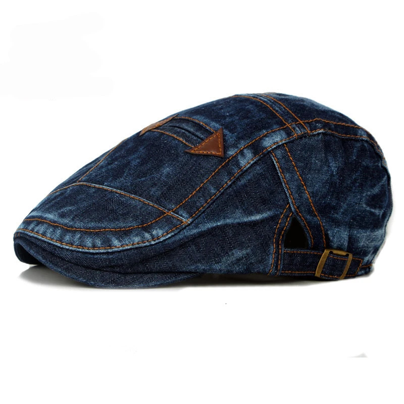 HT1195 Fashion Spring Summer Jeans Beret Hats for Men Women Quality Casual Unisex Denim Beret Cap Fitted Sun Cabbie Flat Cap 250729