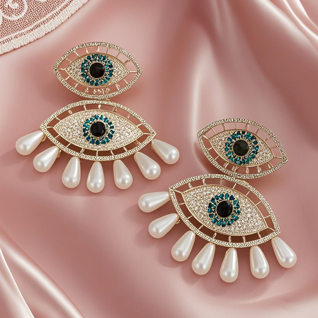 Designer Earrings For Women's Earrings Accessories Ear Cuff Fashionable Luxury Pearl Inlaid Earrings Metal Meometric Cross Earrings AS10