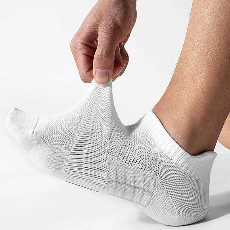 5 Pairs Short Socks Men Sports Running Socks Man Athletic Fitness Comfortable Mesh Casual Breathable Ankle Socks Black EU 38-45 Z250731