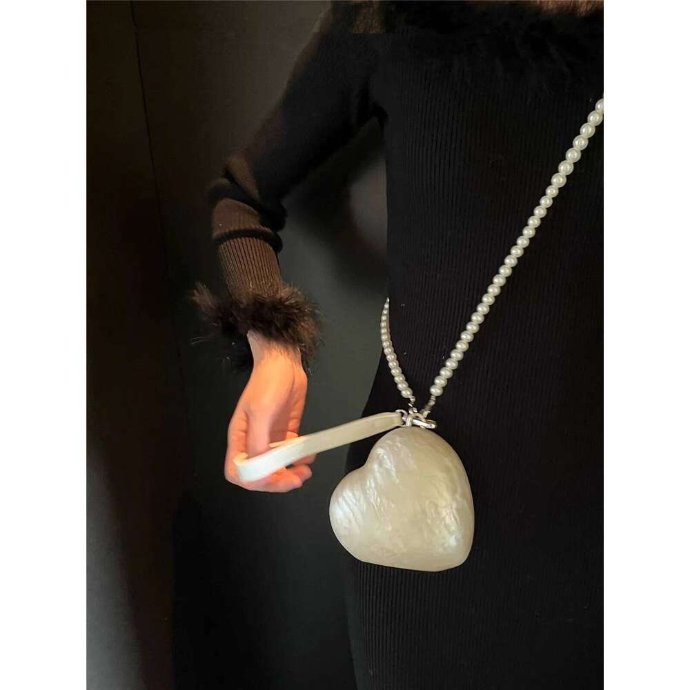 Fashion Acrylic Hearts Pearl Chains Shoulder Crossbody Bags Bos Evening Bag Small Party Purses for Girls 2025