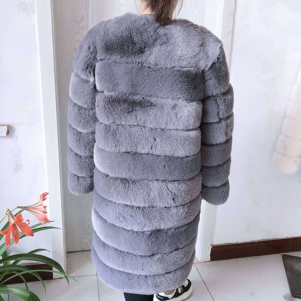LHXDW LHXDW Women's winter faux fur coat Long faux fox fur coat High quality fluffy 90CM Long artificial fur jacket women