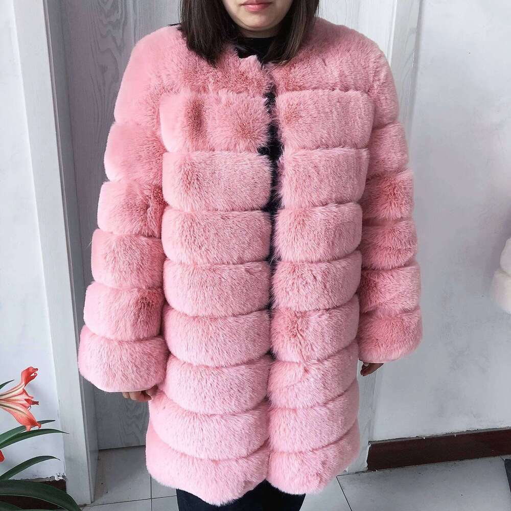 LHXDW LHXDW Women's winter faux fur coat Long faux fox fur coat High quality fluffy 90CM Long artificial fur jacket women