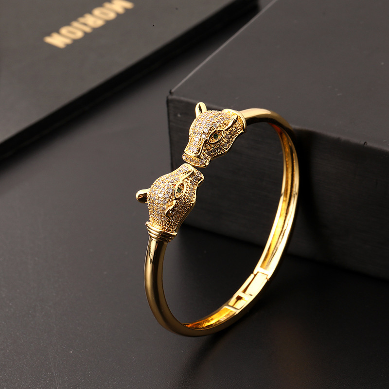 2025 Style And Personality Leopard Print Women's Open Bracelet Trendy Wild Cheetah Bracelet Hip-hop Designer Bracelet Electroplated Micro Inlaid 