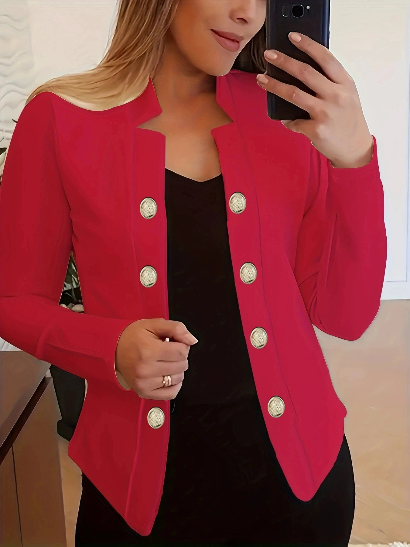Women Blazer Jacket Casual Solid Long Sleeve Open Front Notched Suit Cardigan Womens Blazers Jackets 250731