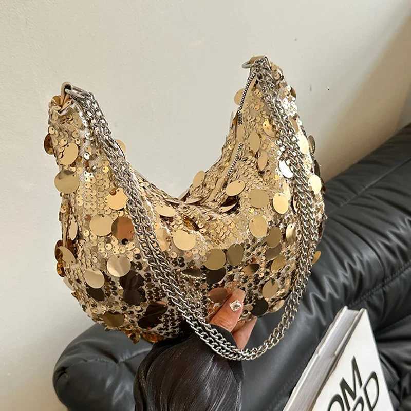Evening Clutch Bag Korean Chain Sequins Crossbody Bag Dinner Party Wedding Purses Handbag Female Underarm Shoulder Crossbody Bag Y250730