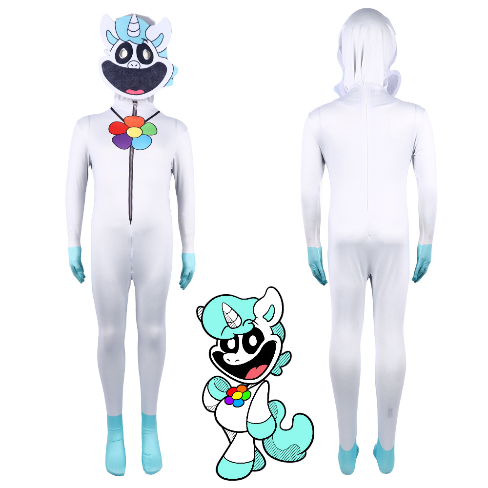 Children's cartoon smiling animal cosplay one-piece tight-fitting suit Halloween party stage performance funny headgear costume