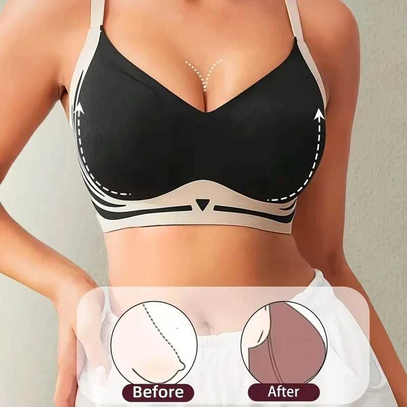 4-Pack Womens Seamless Striped Sports Bras Set (Wire-Free) with Removable Pads Comfortable Breathable Knit Lingerie Z250730
