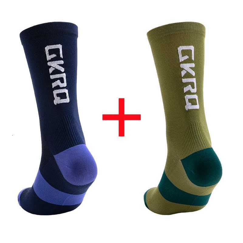 2pairs GKRQ New Cycling Socks Bike Nurse Compression Road Bike Running MTB Knee-high White Sports Funny Brand Black Z250731