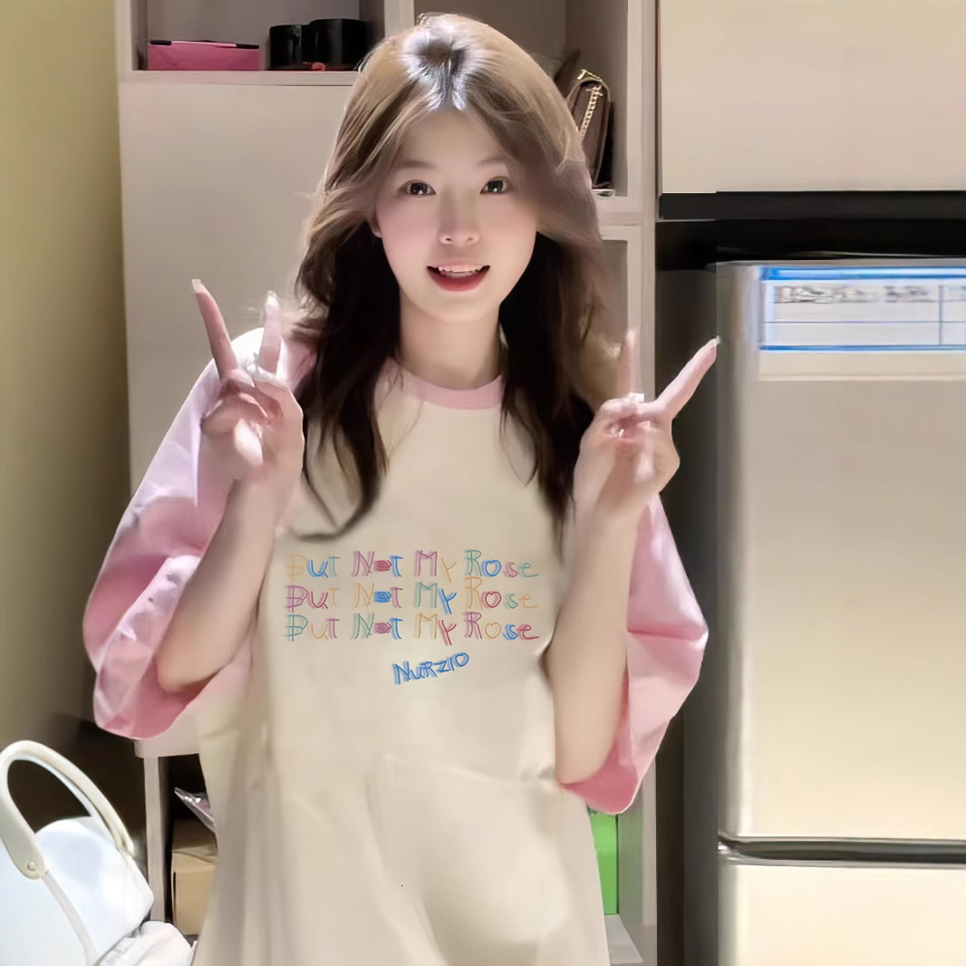 2025 set short sleeved women's T-shirt summer new hot style loose half sleeved high school and high school students new designer T-shirt