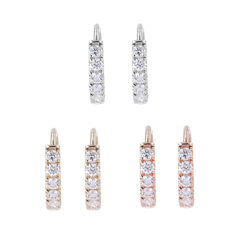 Customized 18k Pure Gold 1.8mm Round Cut DEF VS Loose Lab Grown Diamond Fine Jewelry Diamond Lab Hoop Earrings