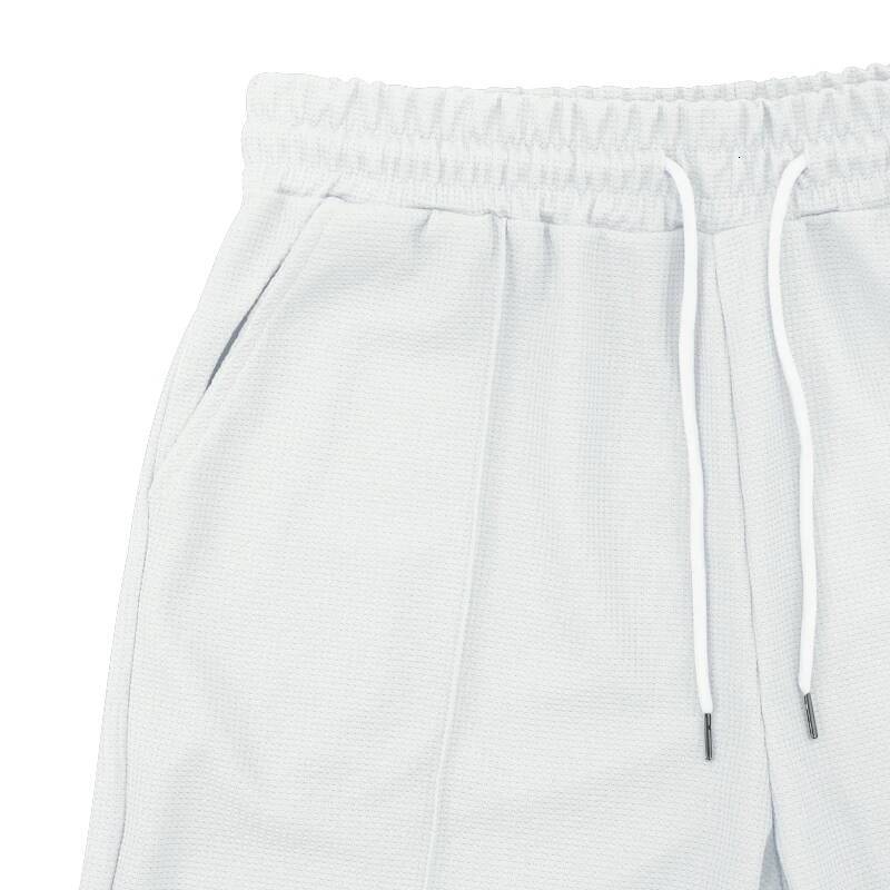 Cross border 2024 summer polo shirt solid color waffle short sleeve slim lapel t-shirt casual men's set