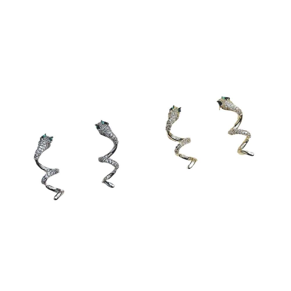 Autumn Winter New Exquisite Fashion Light High-end Micro-inlaid Zircon Snake Spiral Personality Versatile Earrings for Women 603