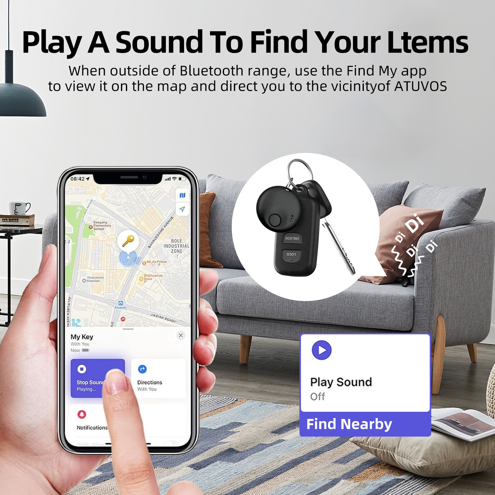 Smart GPS Tracker, Only for Android Phone(Google Find My Device), No Monthly Fee, Real-time Accurate Locator, for Car/Pets/Children/Elderly/Valuables 