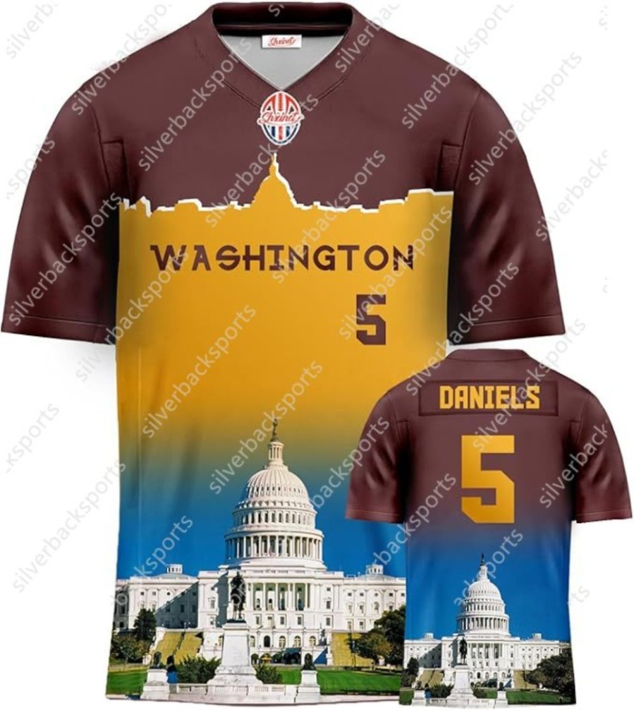 Personalize Burgundy Football Stitched Jerseys 17 Terry McLaurin 93 Jonathan Allen 5 Jayden Daniels 8 Brian Robinson Jr Custom Any Name Any Number