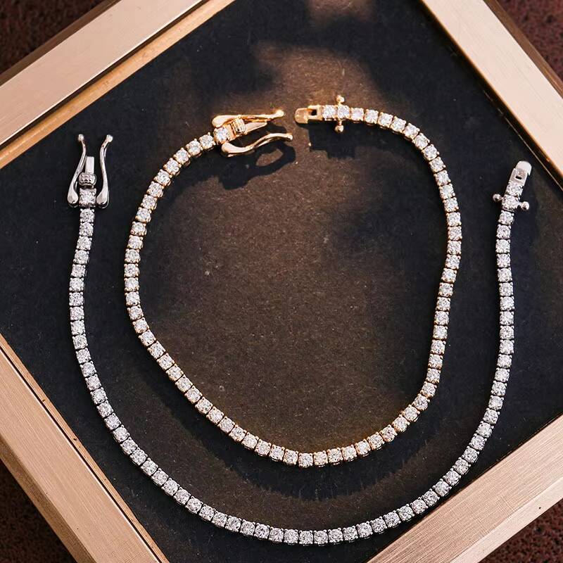 Fine Jewelry Iced Out 5mm 925 Sterling Silver Moissanite Tennis Vvs Diamond Bracelet Chain for Women Men