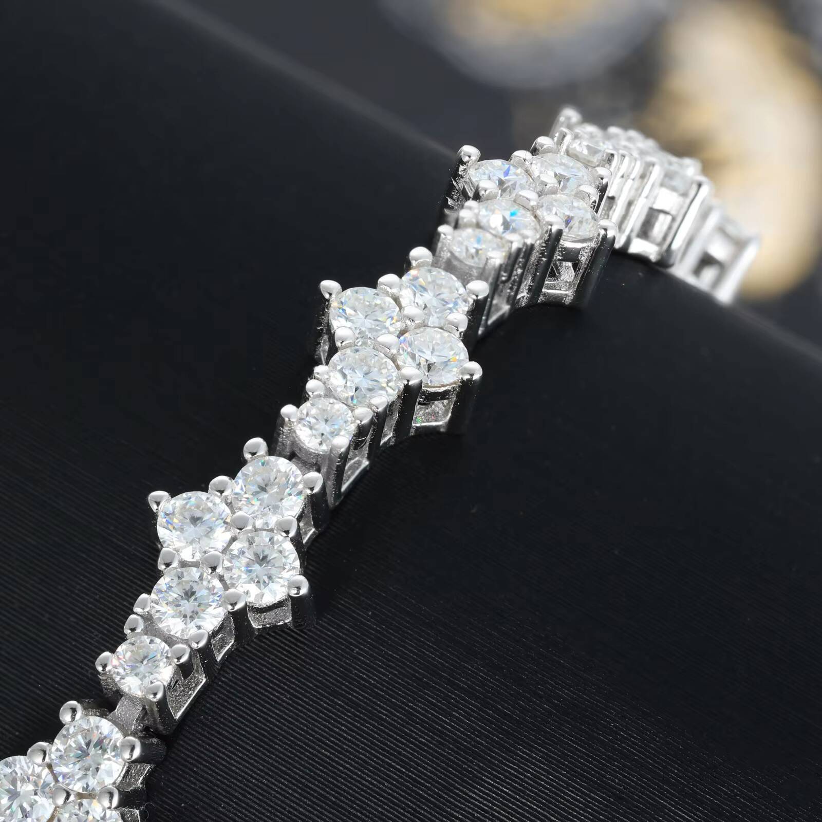Best Selling 3mm 925 Sterling Silver Man Luxury Hip Hop Jewelry D Moissanite Diamond VVS Cluster Tennis Chain Bracelets
