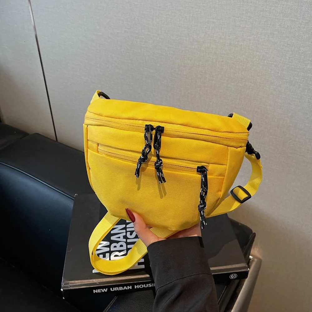 Korean Style Nylon Half Moon Bags Large Capacity Waterproof Dumpling Shoulder Bag Casual All-match Sports Crossbody Bag Unisex Y250730