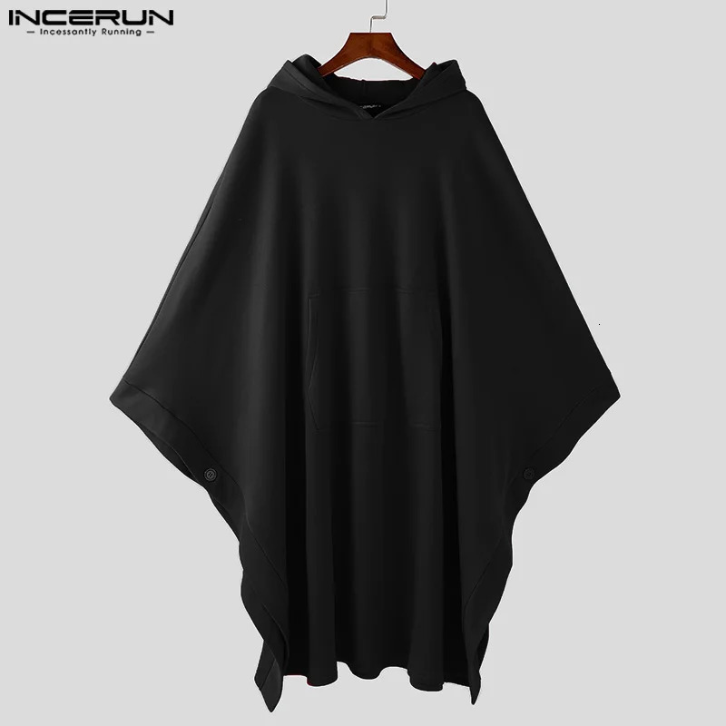 Fashion Casual Style Tops INCERUN Men Solid Allmatch Loose Cape Coats Male Personality Longstyle Long Sleeved Trench S5XL 250729