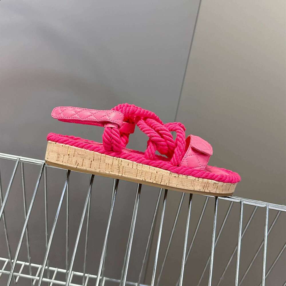 New Women Size35-41 Genuine Leather Sandals Flat Platform Weaving Sewing Flats Summer Designer Shoes Zapatillas De Mujer f28