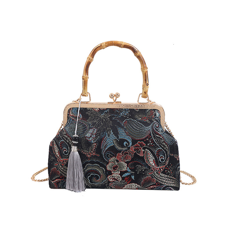 2024 New Chinese Style Embroidered Cheongsam High-end Bamboo Knot Handbag Chain Versatile Shoulder Crossbody Bag ddmymoon